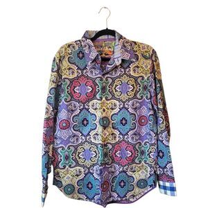 Robert Graham Purple Colorful Paisley Button-Up Shirt Men's Size M